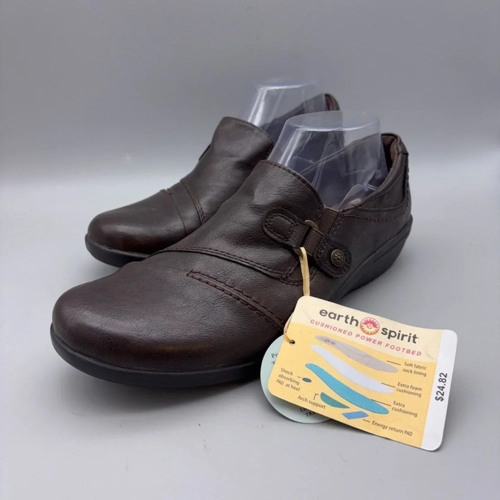 Earth Spirit Shoes Women 11 Brown Plain Cushioned Comfort Slip On Casual Loafers